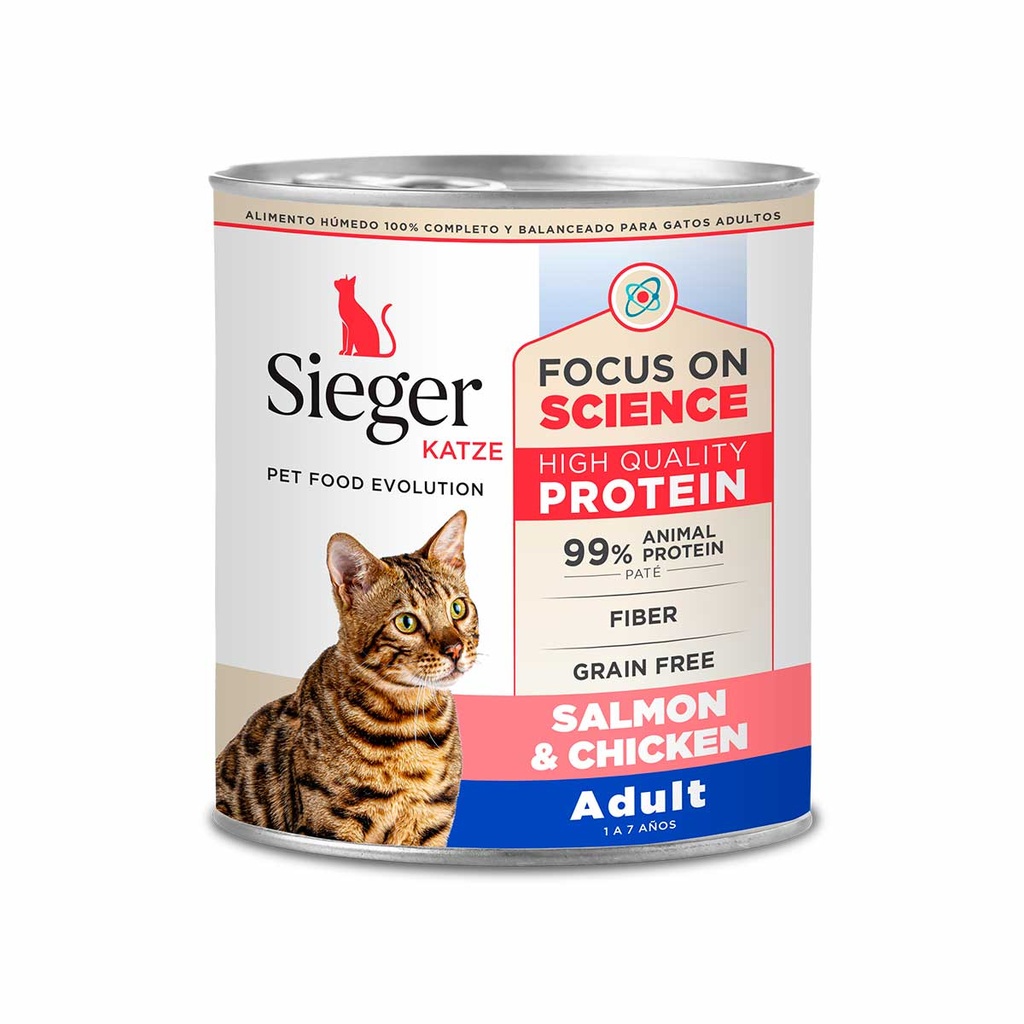 Sieger Lata Gato Adulto Salmon y Pollo 340 g 