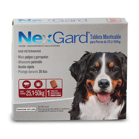 Tableta Masticable Nexgard Perro de 25,1 a 50 Kg (pipeta)
