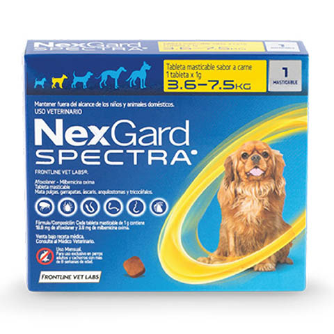 Tableta Masticable Nexgard Spectra Perro de 3,6 a 7,5 Kg (pipeta)