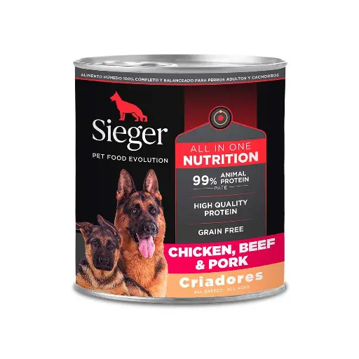 [2143] Sieger Lata Criadores Perro Wet Pollo 340 g 