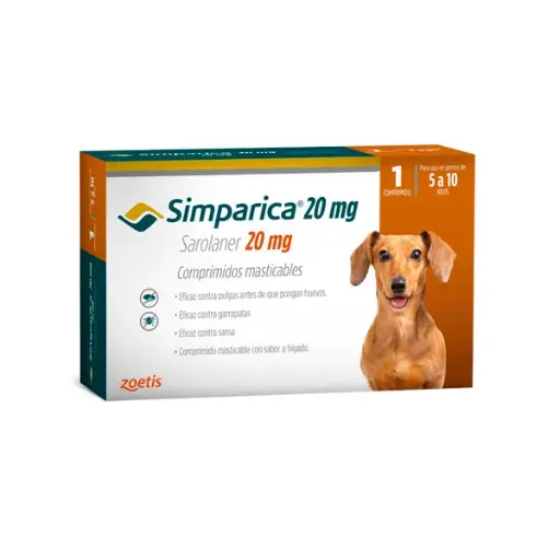 [1220] Comprimido Masticable Simparica 20mg de 5 a 10 Kg 