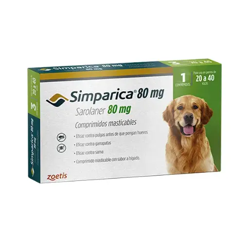 [1223] Comprimido Masticable Simparica 80mg de 20 a 40 Kg 