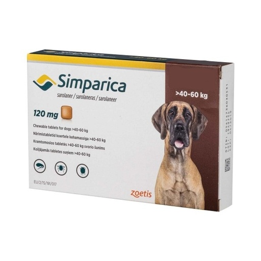 [1219] Comprimido Masticable Simparica 120mg de 40 a 60 Kg 