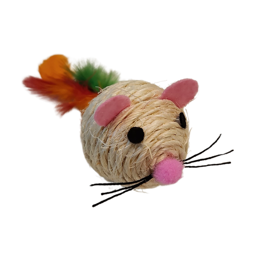 [1626] Pelota de hilo sisal con pluma